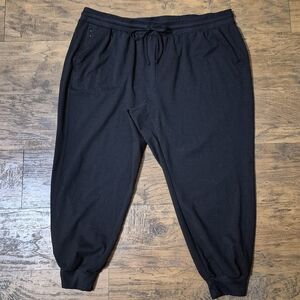 Wmns Black Jogger Pants Elastic Waistband Drawstring Pockets Hi Rise Stretchy 2x